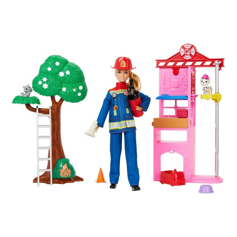 Barbie Barbie Firefighter Playset with Doll, Station & Accessories | MTBBHRG55 - Toys & Games - Lebanon