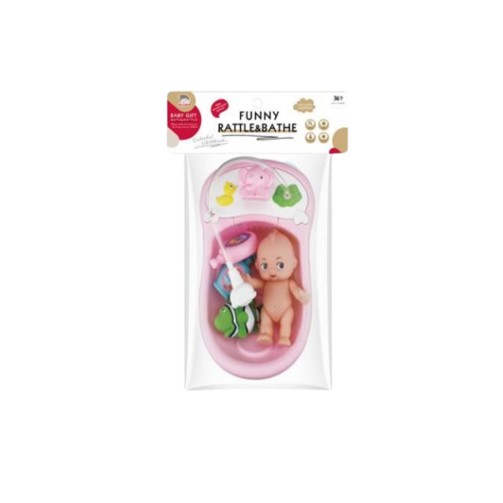 Funny Rattle & Bathe Baby Doll Bath Toy Set – Pink | BLS65-13-1 - Toys & Games - Lebanon