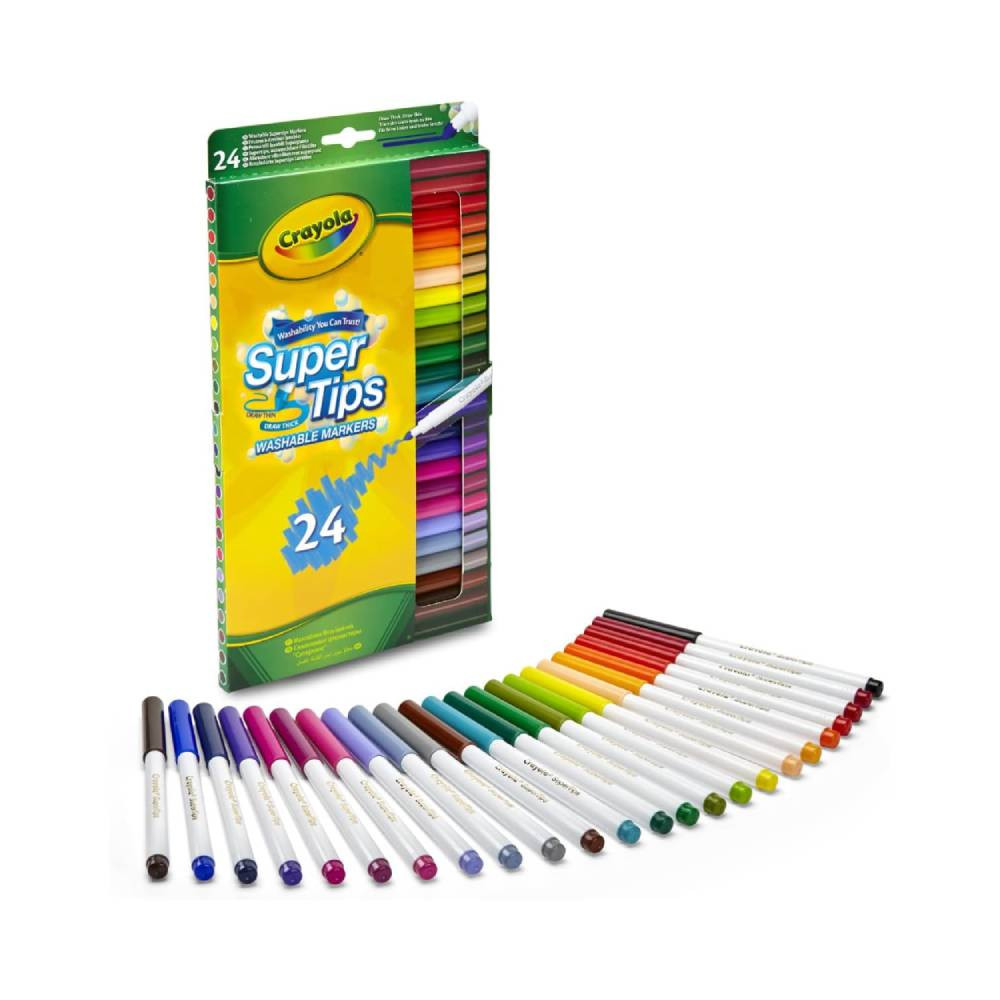 Crayola Crayola Super Tips Washable Markers 24-Count Assorted Colors | CY7551 - Home & Kitchen - Lebanon