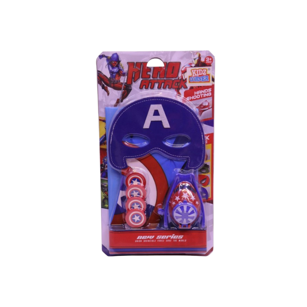 WEILIJUO Hero Attack Superhero Mask & Disc Launcher Set – Captain America Style | WL51193A-1 - Toys & Games - Lebanon