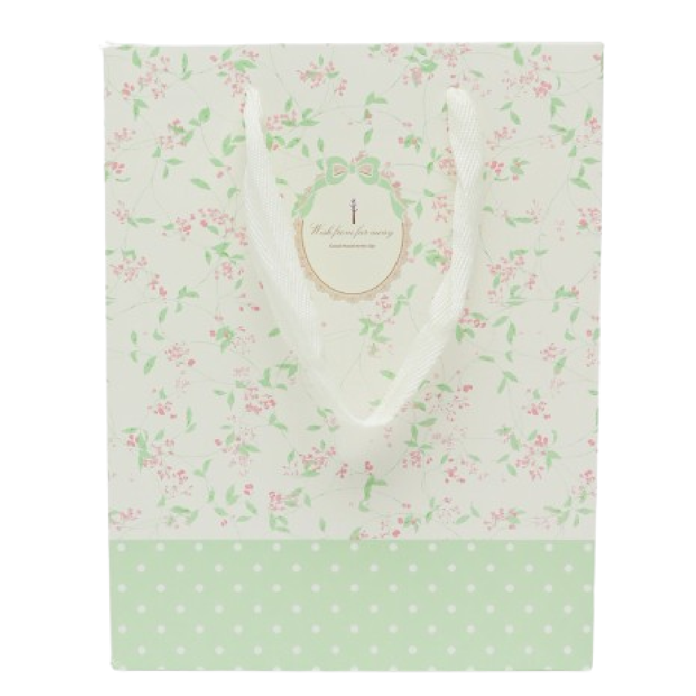Gift Bag - 17x7x15cm - Green Floral | D1222 - Home & Kitchen - Lebanon