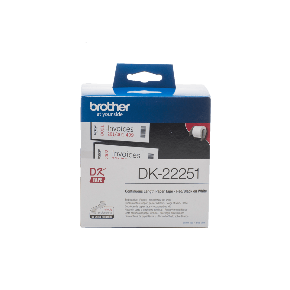 Brother Brother Continuous Paper Label Roll – Black and Red on White, 62mm | DK-22251 - Computers & Tech - Lebanon