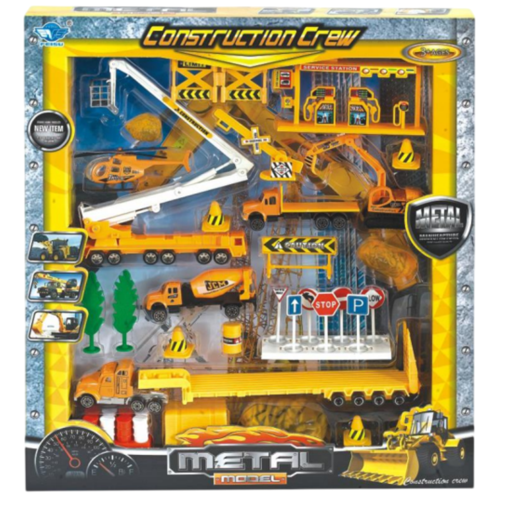 Construction Crew Metal Playset – Trucks, Crane & Building Vehicles Set | JP5206/JP3206 - Toys & Games - Lebanon