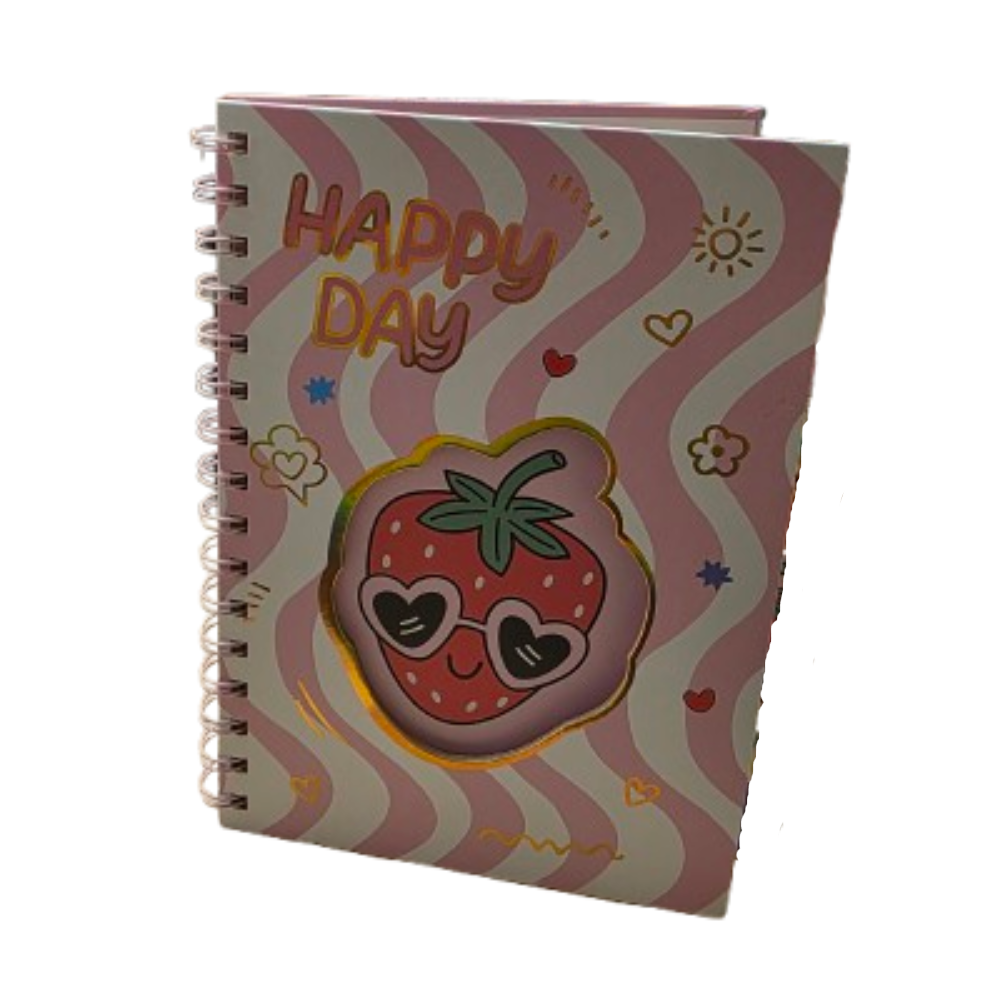 Notebook - Happy Day Fruits - 21x16.5cm - Pink | D338 - Computers & Tech - Lebanon