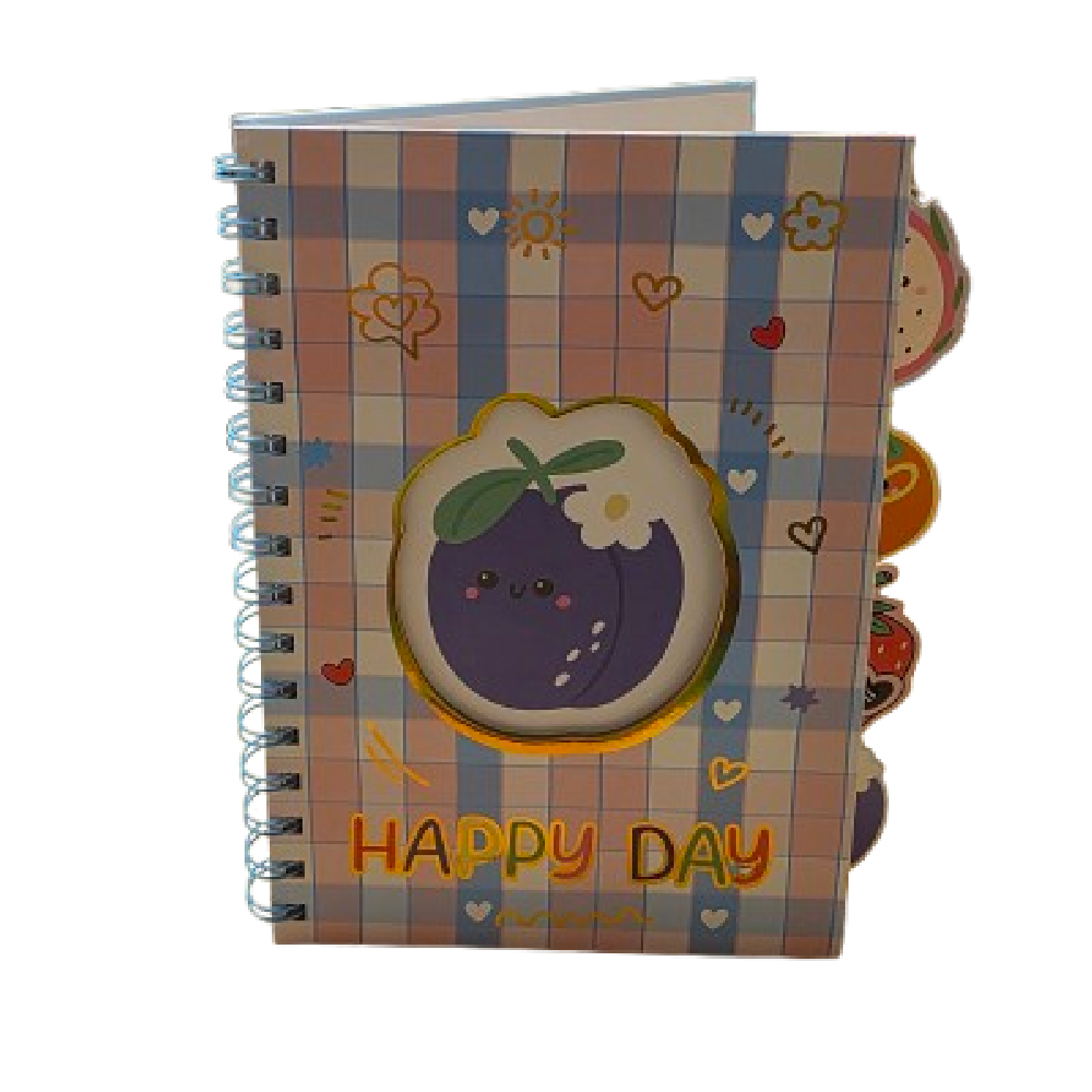 Notebook - Happy Day Fruits - 21x16.5cm - Blue | D338 - Computers & Tech - Lebanon