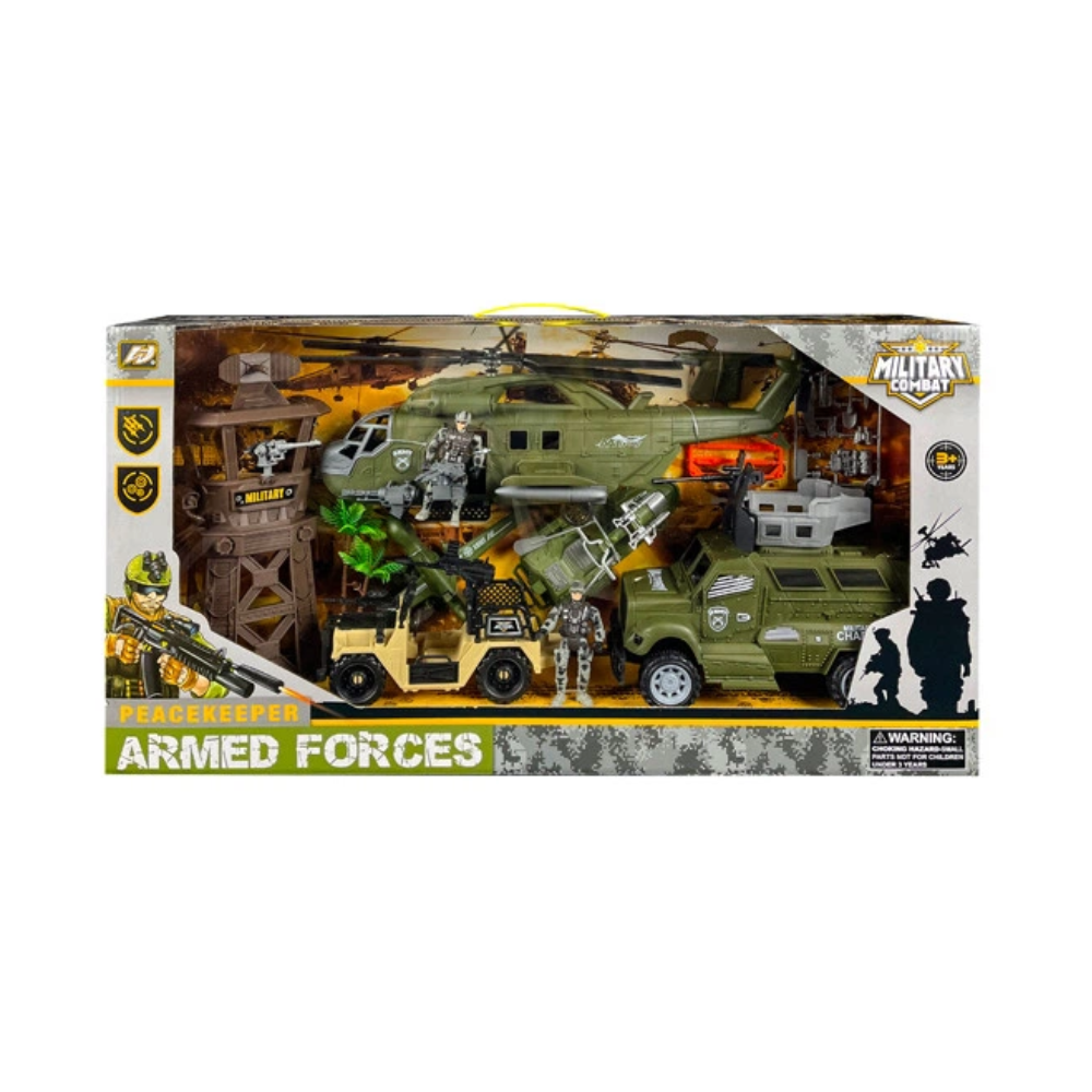 Peacekeeper Armed Forces Military Base Playset (Helicopter, Vehicles & Tower) | HW-M423-2/3/5 - Toys & Games - Lebanon