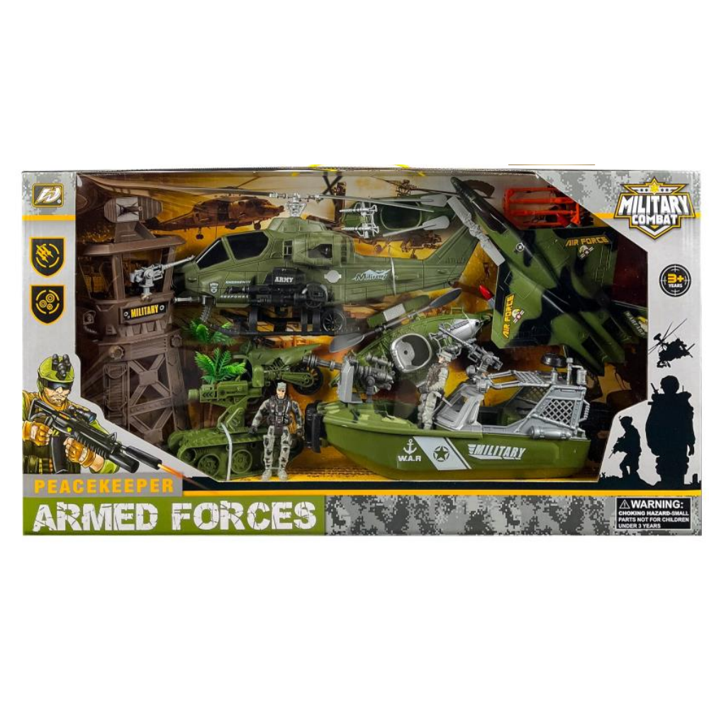Peacekeeper Armed Forces Military Combat Playset (Helicopter, Jet & Boat Set) | HW-M423-2/3/5 - Toys & Games - Lebanon