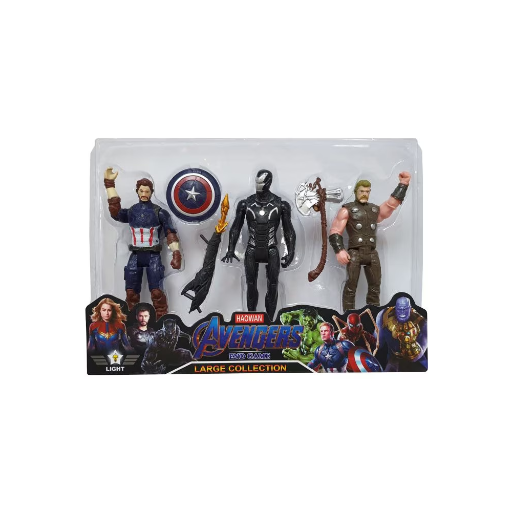 Avengers 3-Piece Action Figure Set Captain America Black Panther Thor | 826-3H - Toys & Games - Lebanon