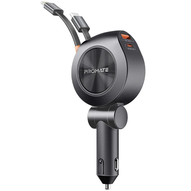 Promate Promate 88W Multi-Port Car Charger with Dual Retractable USB-C Cables | DRIVEGEAR-R2 - Phones & Wearables - Lebanon