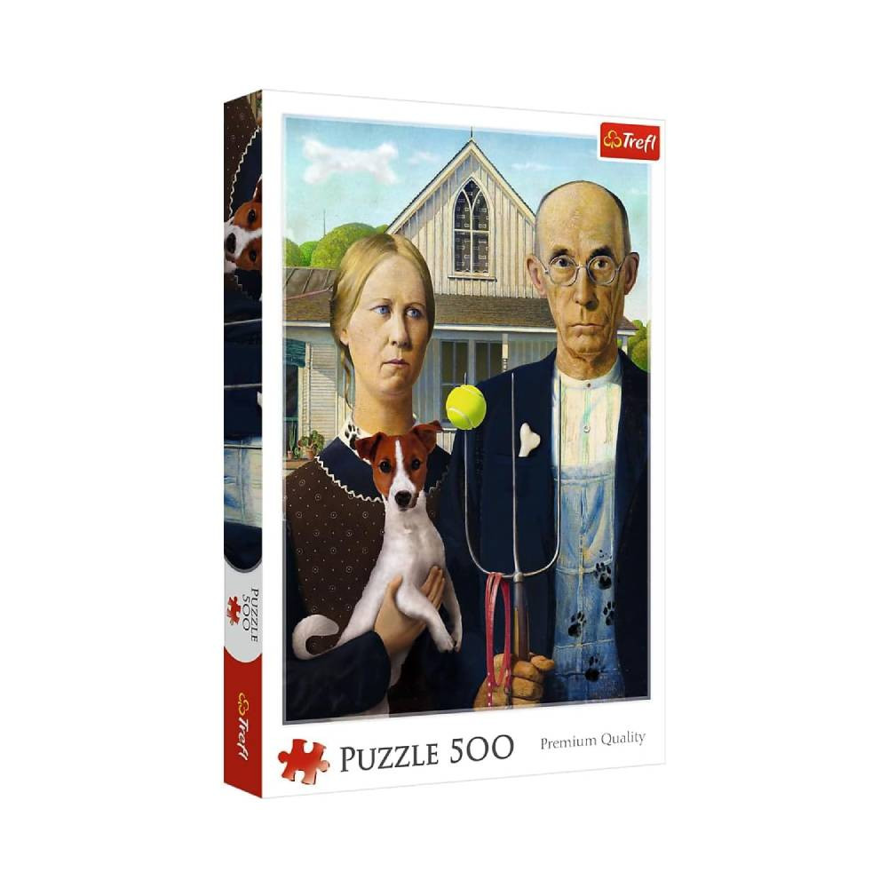 Trefl Trefl 500 Pcs Puzzle American Gothic Dog Edition | 37526/1 - Toys & Games - Lebanon