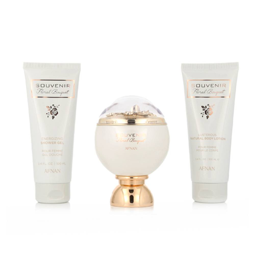 Afnan Afnan Souvenir Floral Bouquet Gift Set for Women - Eau de Parfum 100ml + Shower Gel 100ml + Body Lotion 100ml - Beauty & Personal Care - Lebanon