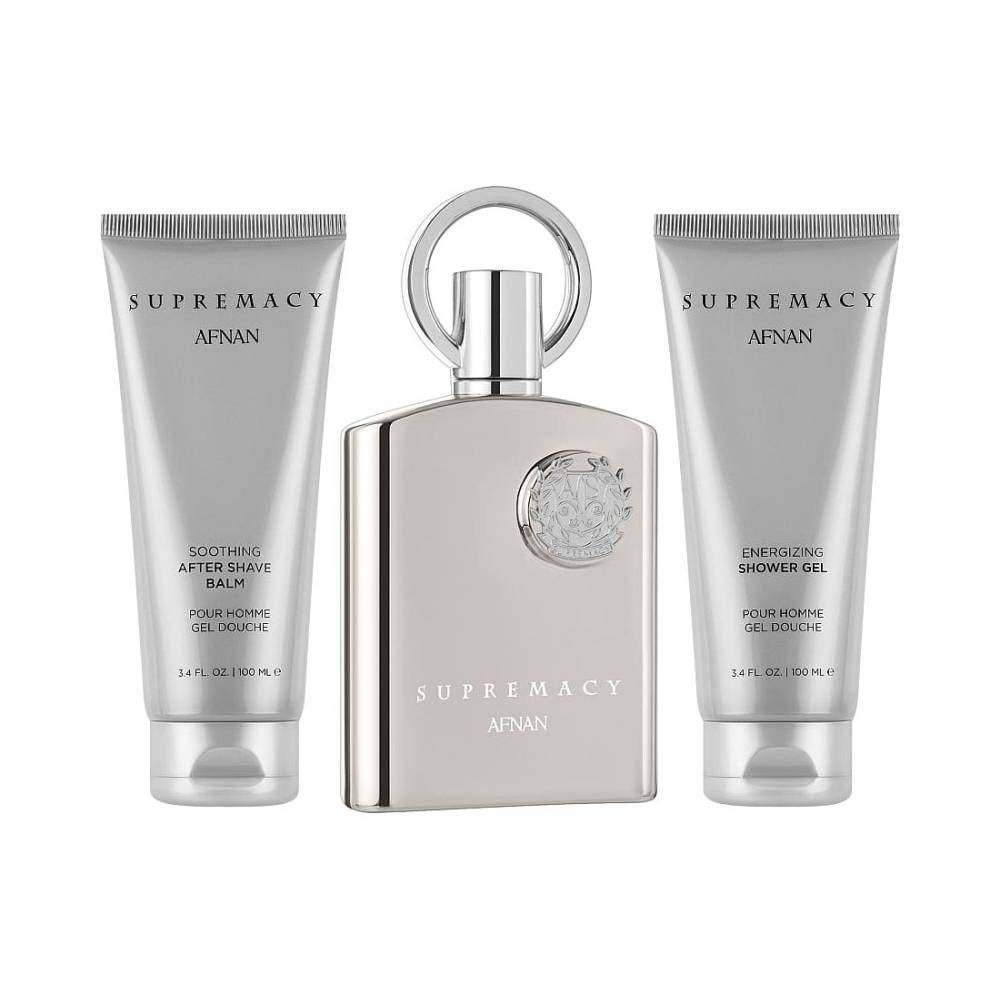 Afnan Afnan Supremacy Silver Gift Set for Men - Eau de Parfum 100ml + Shower Gel 100ml + After Shave 100ml - Beauty & Personal Care - Lebanon