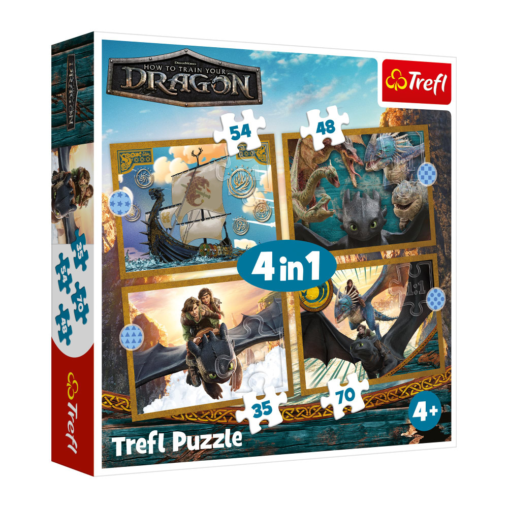 Trefl Trefl 4‑in‑1 “How to Train Your Dragon” Puzzle | 34678 - Toys & Games - Lebanon