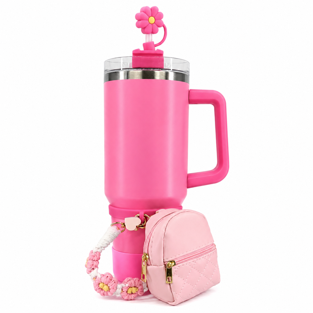 Stainless Steel Double Wall Vacuum Insulated Tumbler 1200ml - Pink | C4102-PK - Home & Kitchen - Lebanon