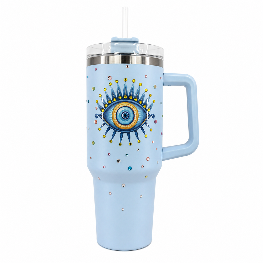 Eye Evil Stainless Steel Double Wall Vacuum Insulated Tumbler 1200ml - Baby Blue | C4074-BBL - Home & Kitchen - Lebanon