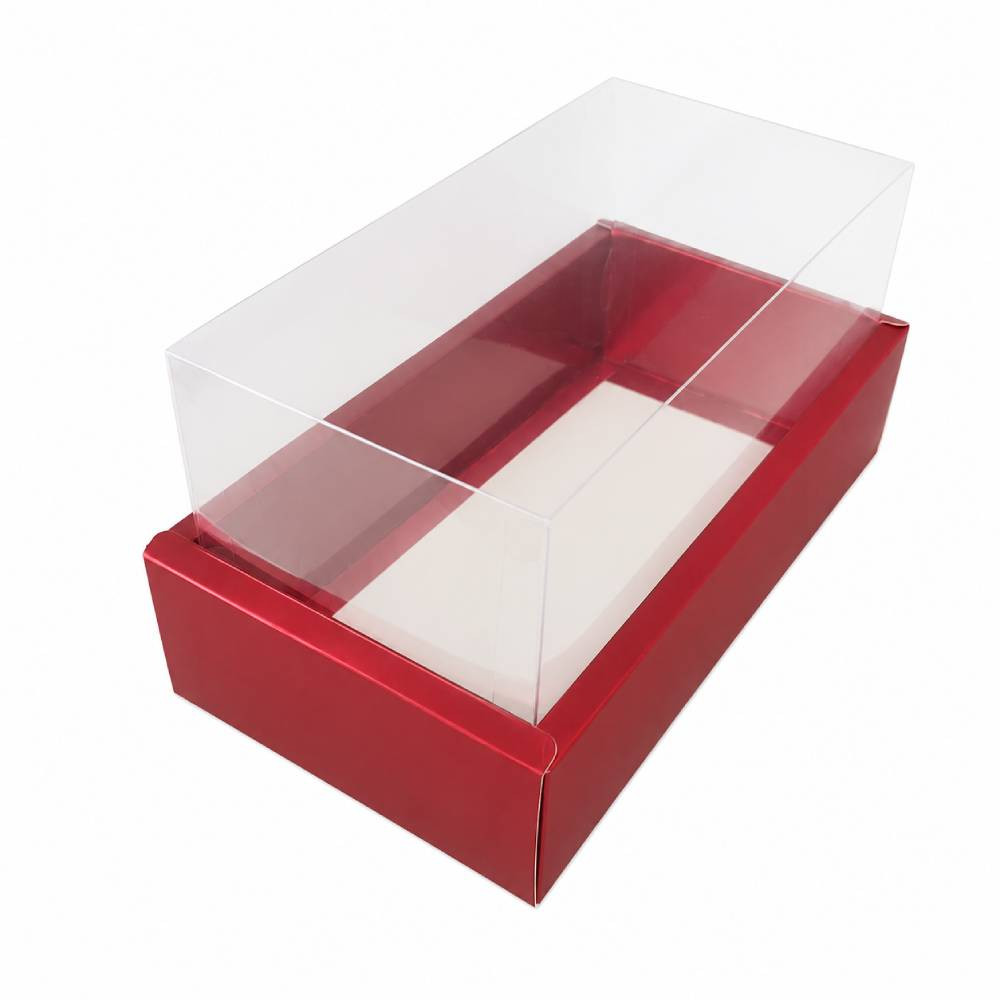 Red Rectangular Gift Box with Clear Transparent Lid - 22x36x15cm | D36-RD - Home & Kitchen - Lebanon