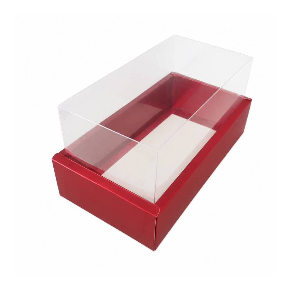 Red Rectangular Gift Box with Clear Transparent Lid - 17x30x14cm | D35-RD - Home & Kitchen - Lebanon