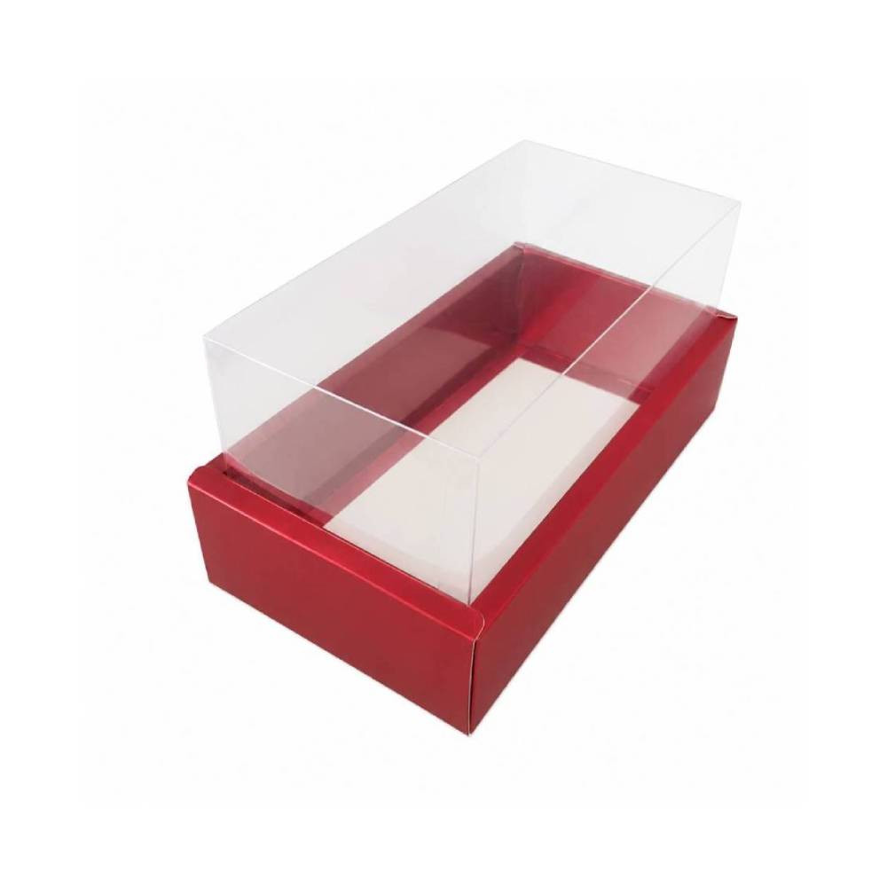 Red Rectangular Gift Box with Clear Transparent Lid - 14x25x13cm | D34-RD - Home & Kitchen - Lebanon