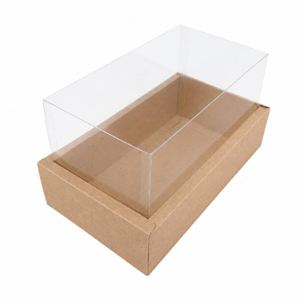 Kraft Brown Rectangular Gift Box with Clear Transparent Lid - 22x36x15cm | D30-BR - Home & Kitchen - Lebanon