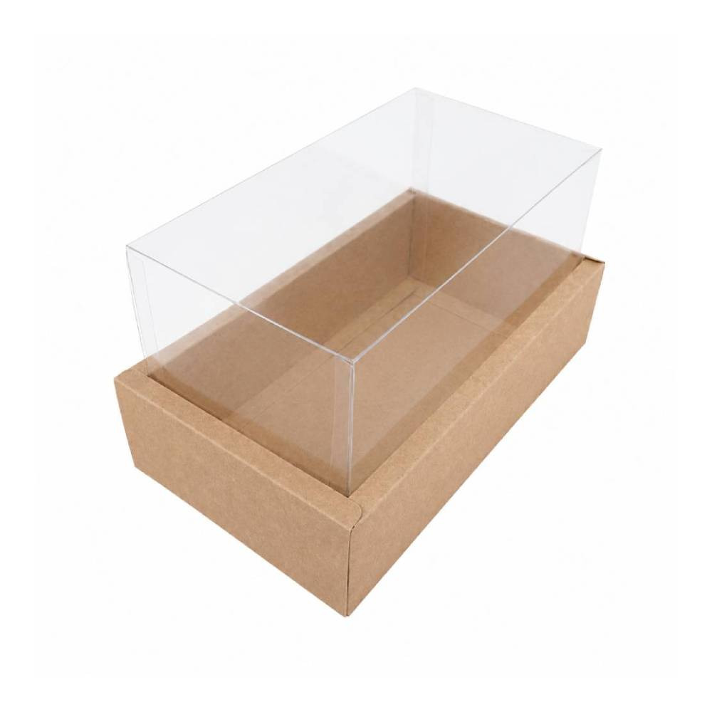 Kraft Brown Rectangular Gift Box with Clear Transparent Lid - 17x30x14cm | D29-BR - Home & Kitchen - Lebanon