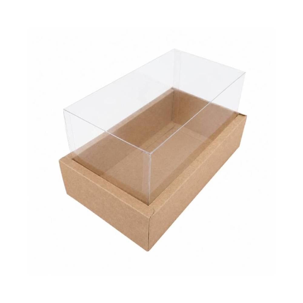 Kraft Brown Rectangular Gift Box with Clear Transparent Lid - 14x25x13cm | D28-BR - Home & Kitchen - Lebanon