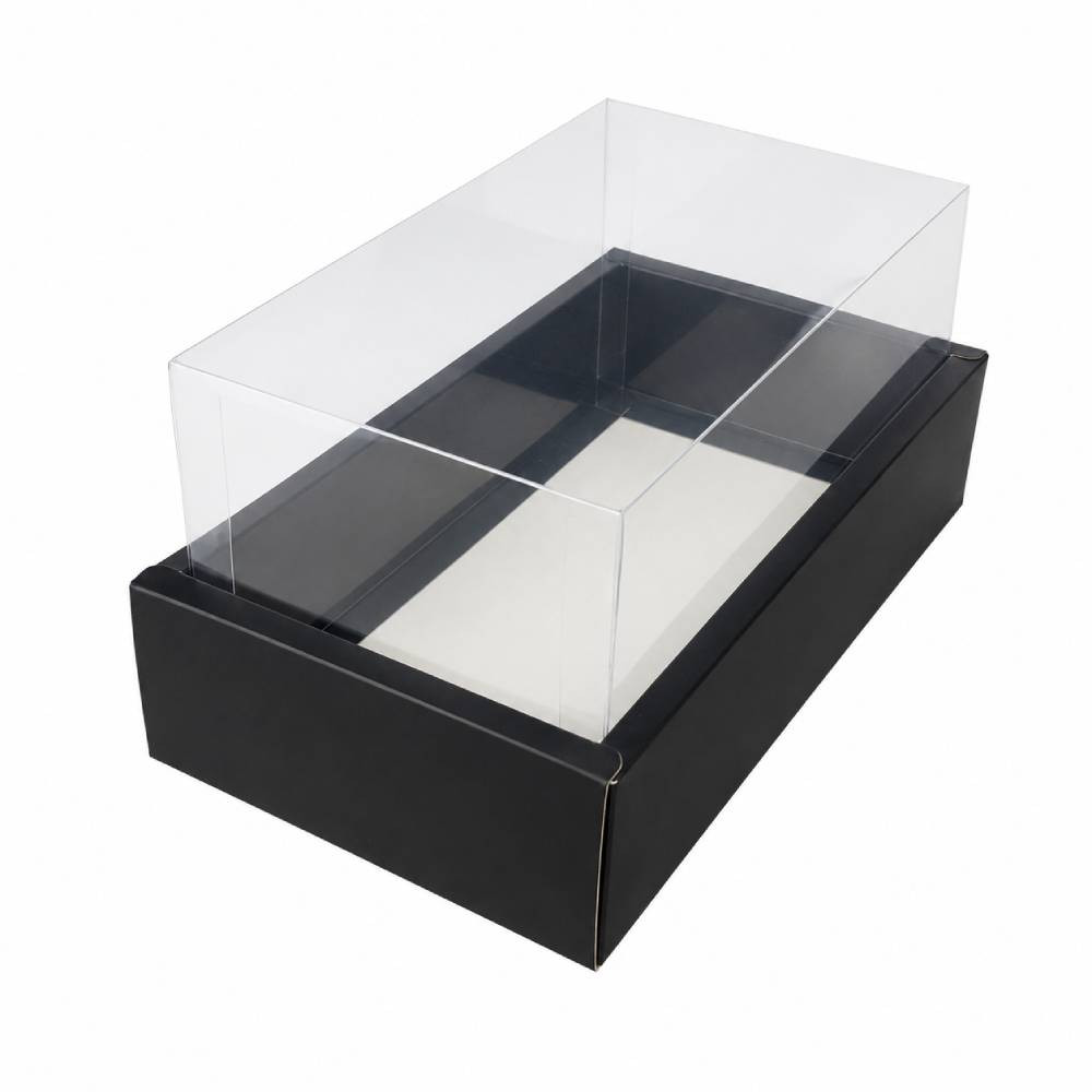 Black Rectangular Gift Box with Clear Transparent Lid - 22x36x15cm | D33-BK - Home & Kitchen - Lebanon