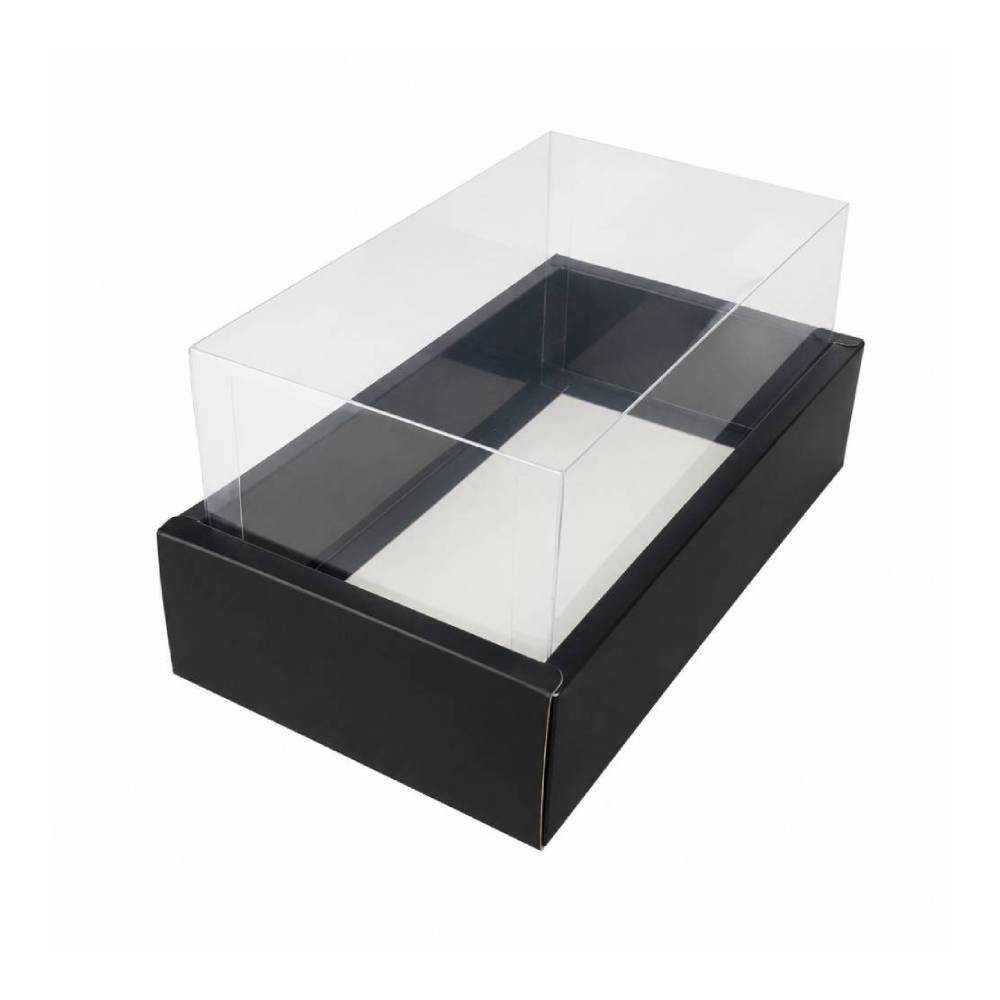 Black Rectangular Gift Box with Clear Transparent Lid - 17x30x14cm | D32-BK - Home & Kitchen - Lebanon
