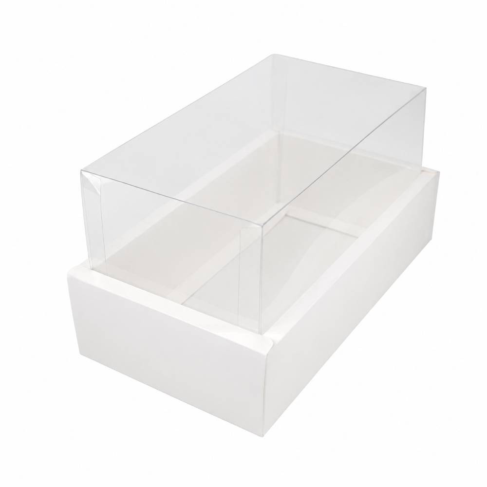 White Rectangular Gift Box with Clear Transparent Lid - 22x36x15cm | D27-WH - Home & Kitchen - Lebanon