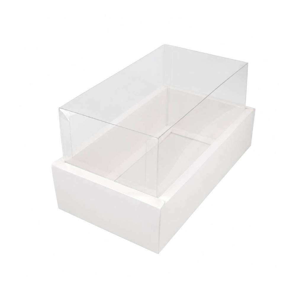 White Rectangular Gift Box with Clear Transparent Lid - 17x30x14cm | D26-WH - Home & Kitchen - Lebanon