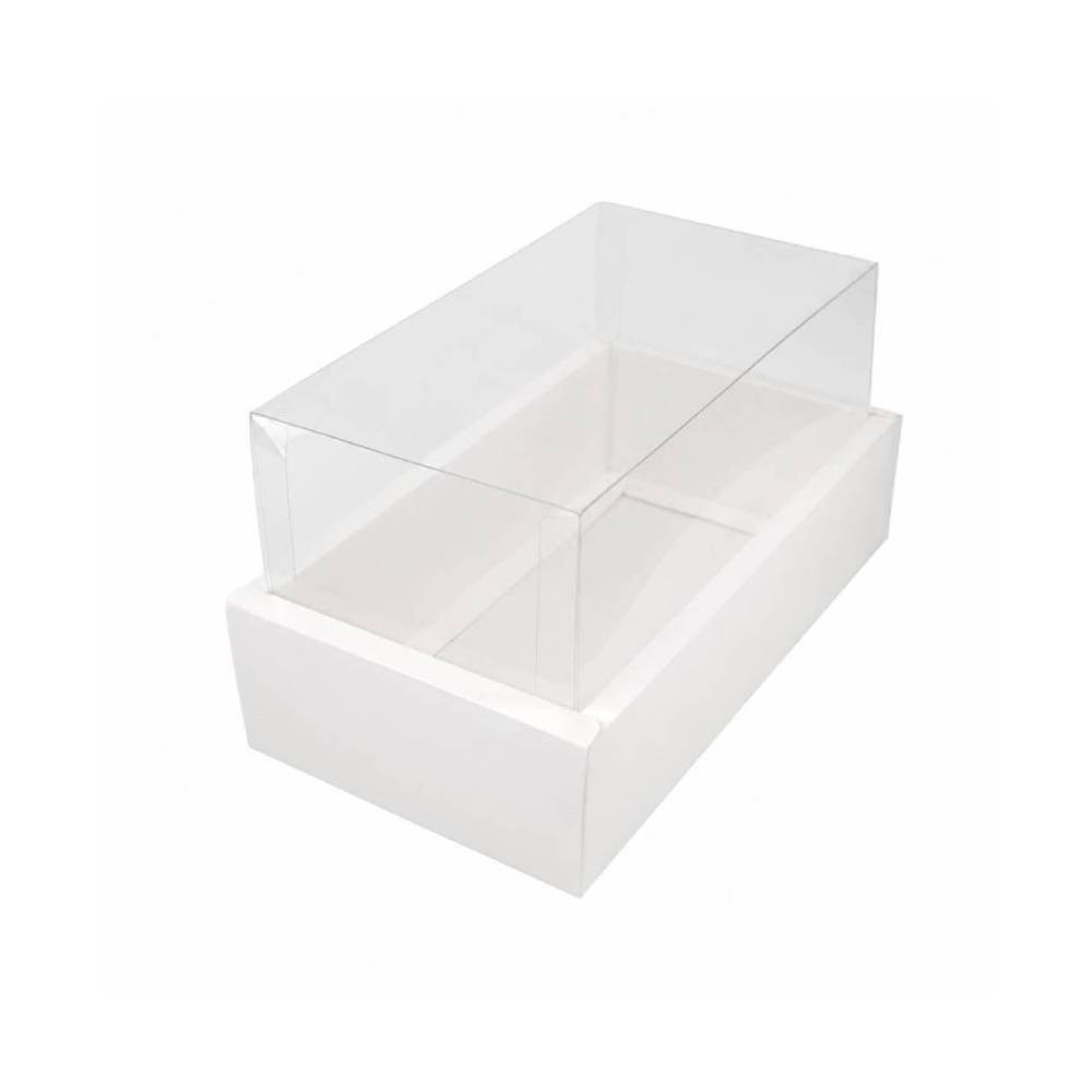 White Rectangular Gift Box with Clear Transparent Lid - 14x25x13cm | D25-WH - Home & Kitchen - Lebanon