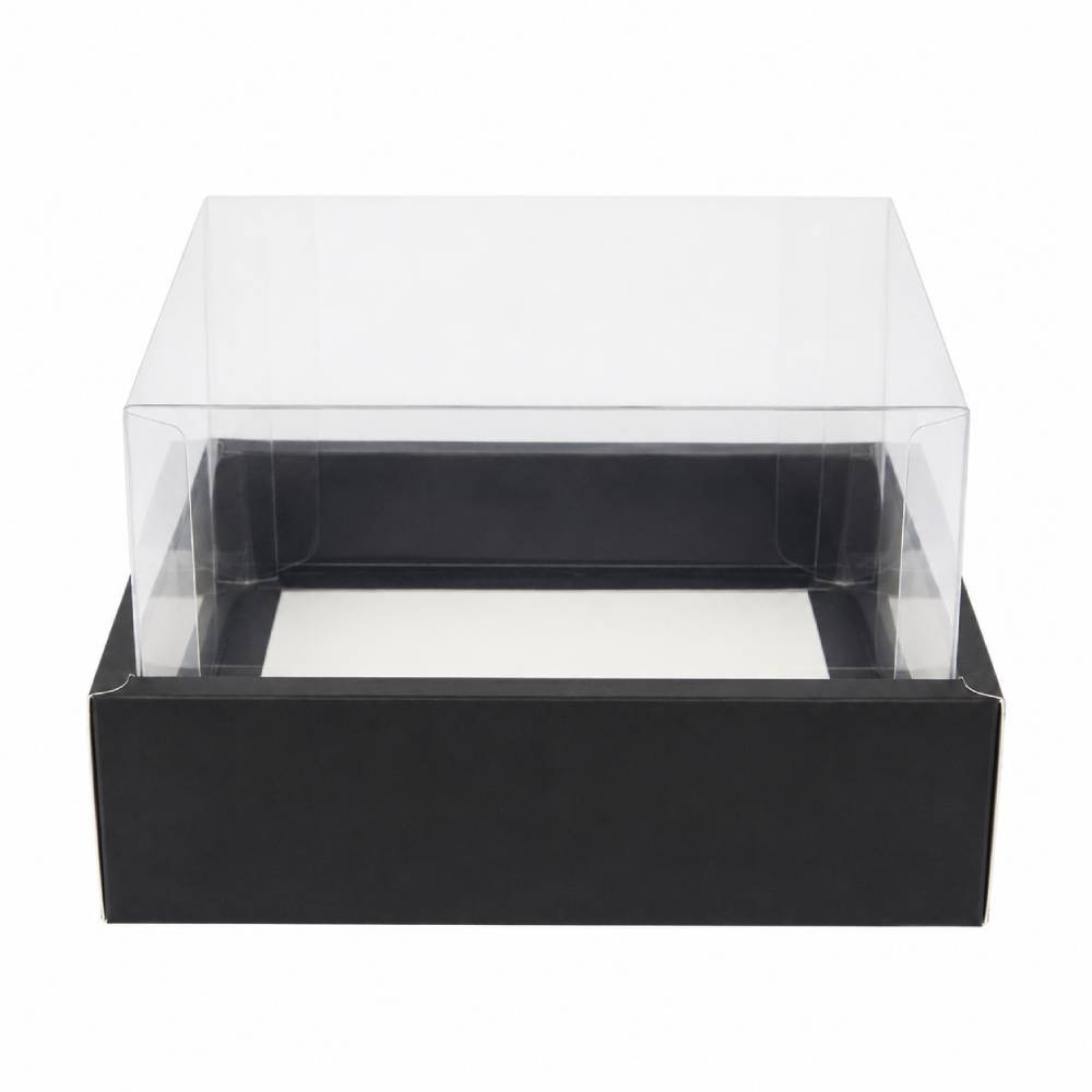 Black Square Gift Box with Clear Transparent Lid - 30x30x16cm | D45-BK - Home & Kitchen - Lebanon
