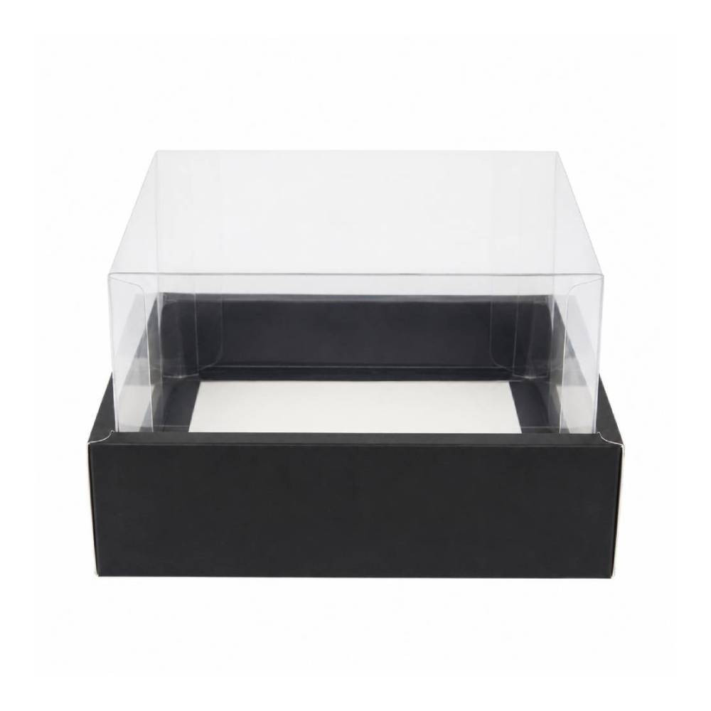 Black Square Gift Box with Clear Transparent Lid - 25x25x15cm | D44-BK - Home & Kitchen - Lebanon