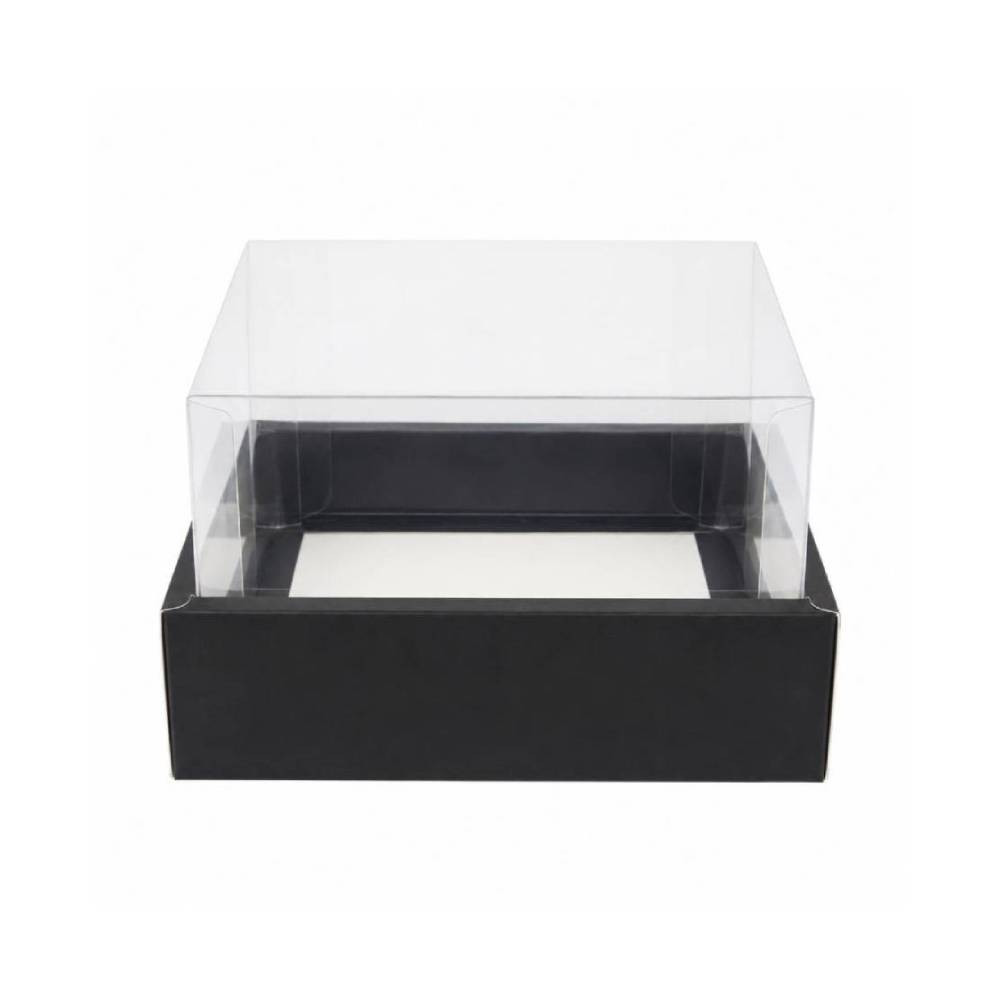 Black Square Gift Box with Clear Transparent Lid - 20x20x14cm | D43-BK - Home & Kitchen - Lebanon