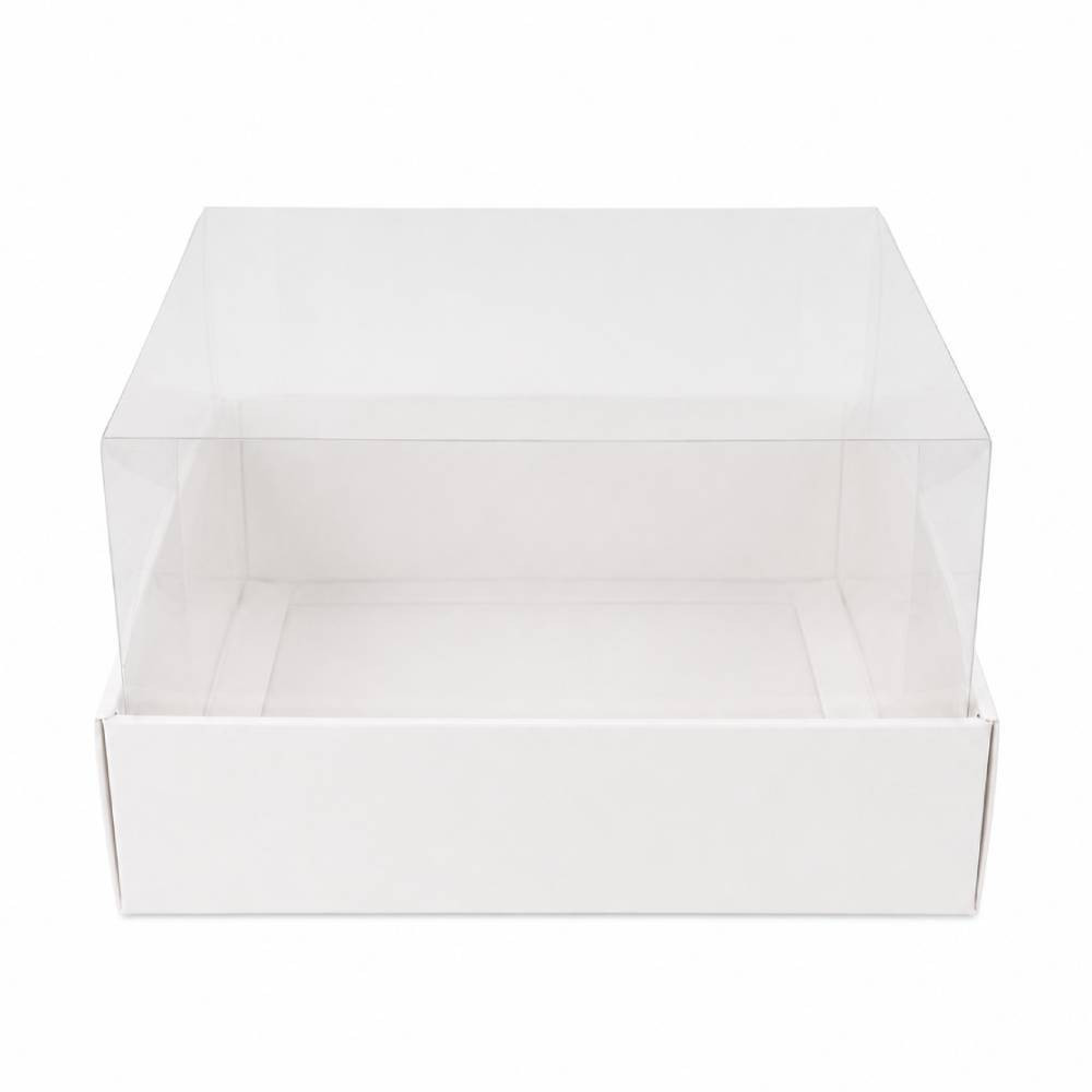 White Square Gift Box with Clear Transparent Lid - 30x30x16cm | D39-WH - Home & Kitchen - Lebanon