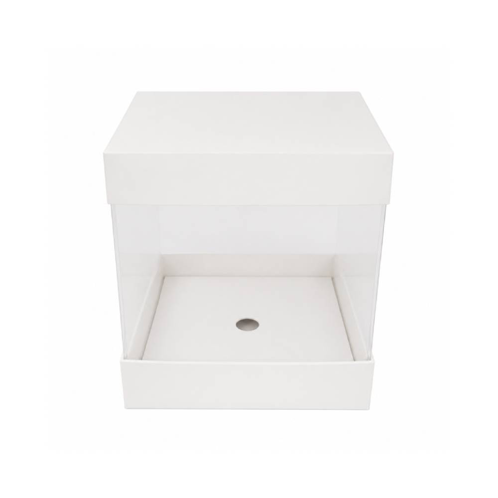 White Square Display Gift Box with Clear Transparent Window - 15x15x19cm | D10-EH - Home & Kitchen - Lebanon