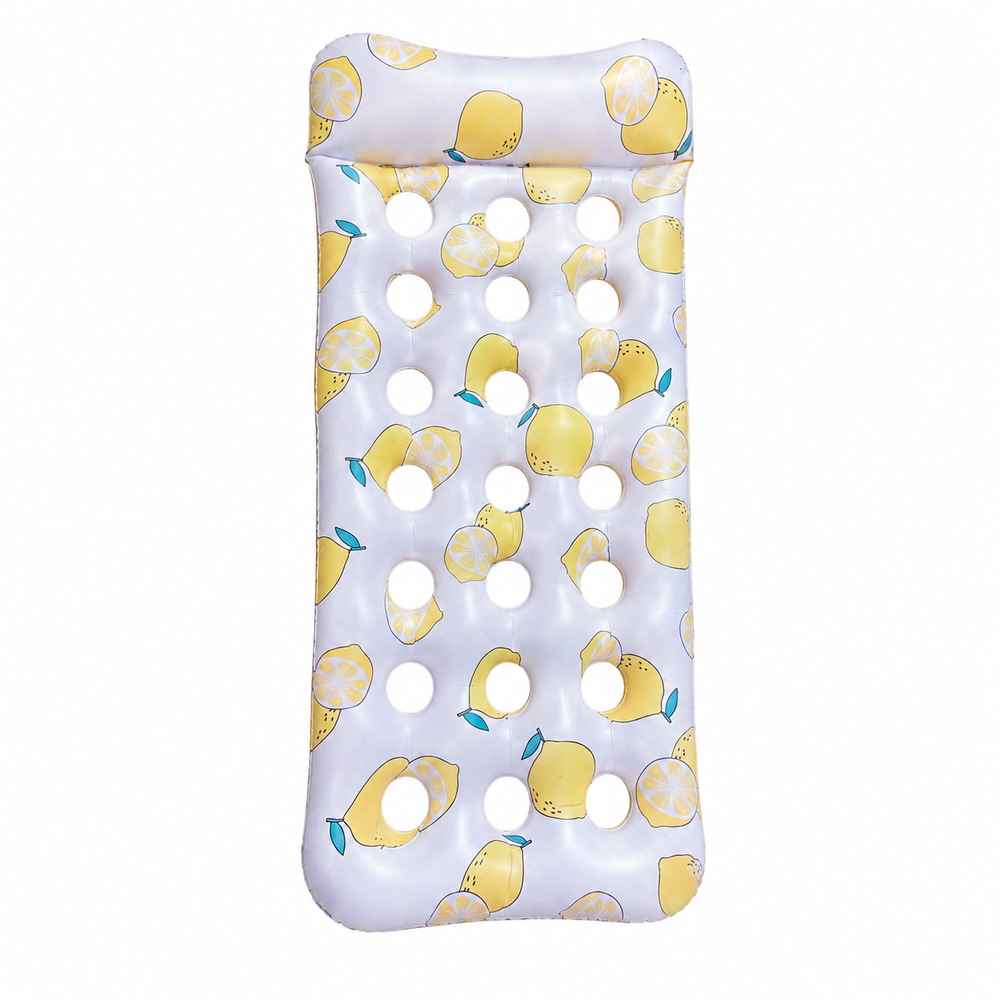 Lemon Print Inflatable Pool Lounge Float - 180x88cm | C-782-YLW - Sports & Outdoors - Lebanon