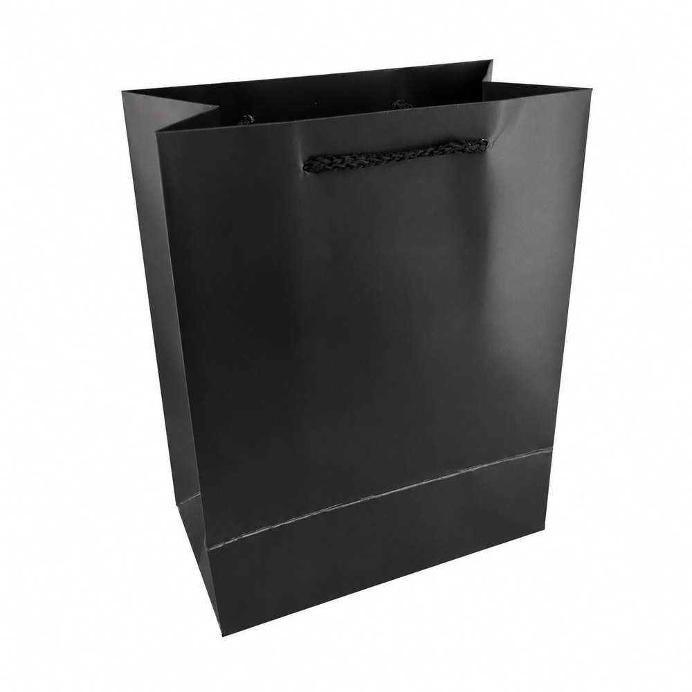 Plain Black Gift Bag with Rope Handle - 17.5x25x8cm | C-1138-BK - Home & Kitchen - Lebanon