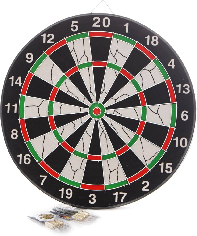 Classic Dart Board Set with 6 Darts - 43cm | F2018A - Sports & Outdoors - Lebanon