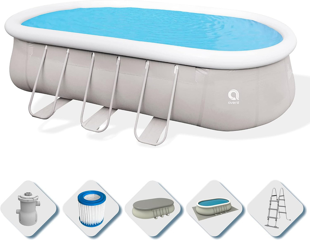 Jilong Avenli Jilong Avenli Inflatable Ring Oval Pool Set with Filter Pump & Ladder - 610×360×122cm | 17023EU - Sports & Outdoors - Lebanon