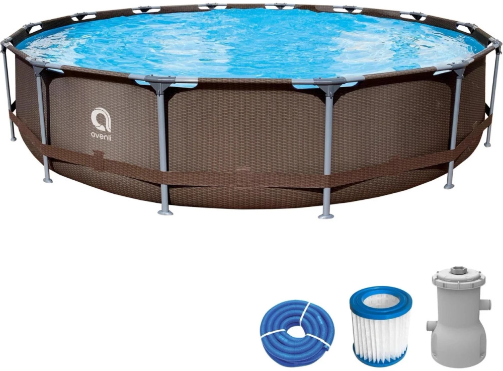 Jilong Avenli Jilong Avenli Frame Plus Round Rattan Pool Set with Filter Pump - 457×84cm | 12023EU - Sports & Outdoors - Lebanon