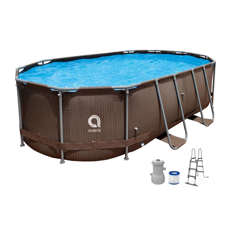 Jilong Avenli Jilong Avenli Oval Rattan Pool Set with Filter Pump & Ladder - 427×275×100cm | 12024EU - Sports & Outdoors - Lebanon