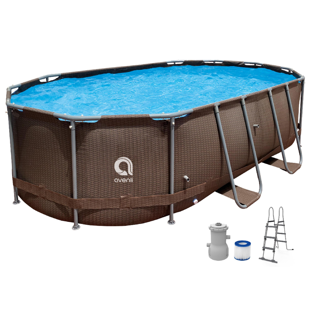 Jilong Avenli Jilong Avenli Oval Frame Above Ground Swimming Pool 4.27m x 2.75m x 1.0m | 12024EU - Sports & Outdoors - Lebanon