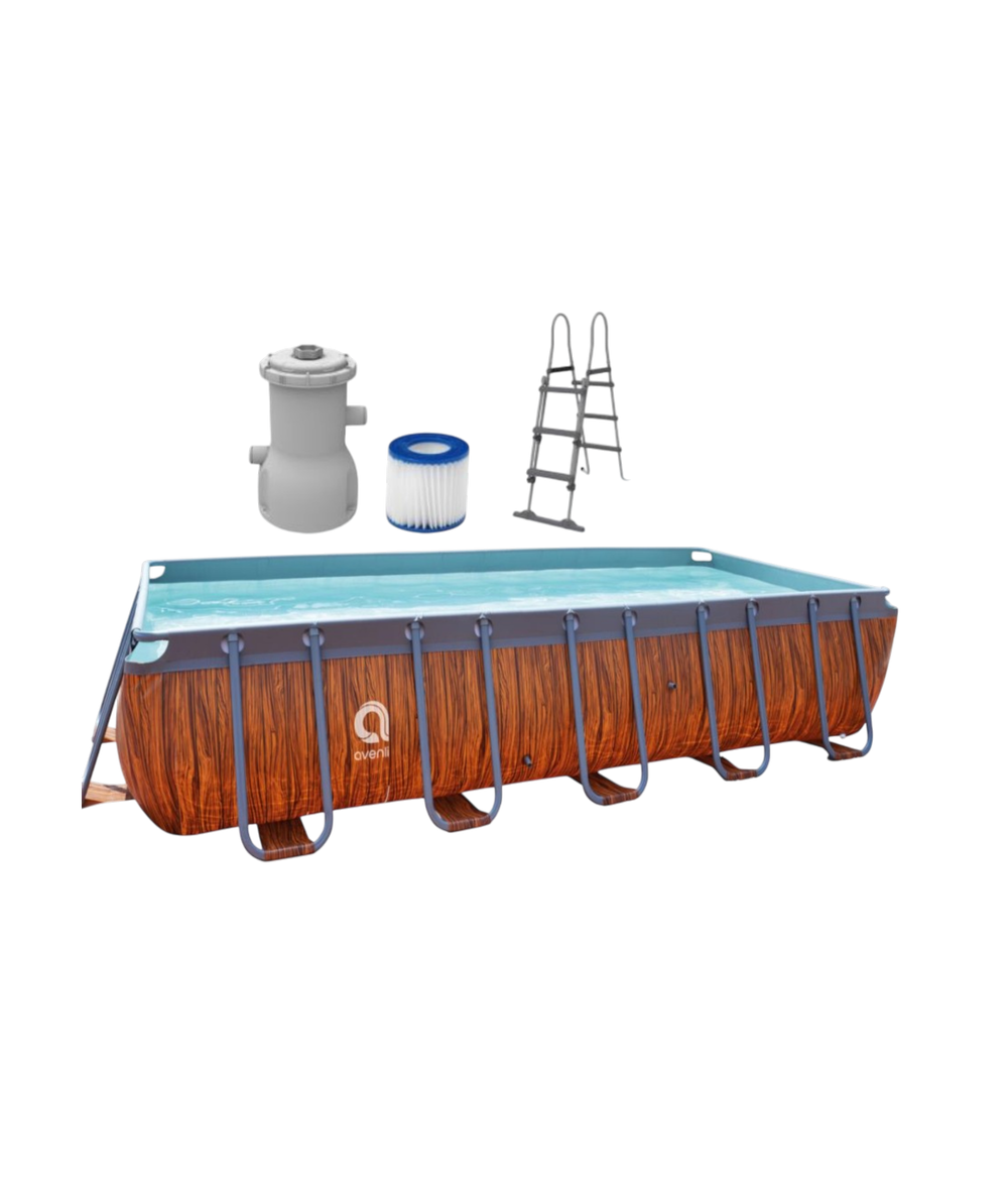 Jilong Avenli Jilong Avenli Rectangular Frame Wooden Pool Set with Filter Pump & Ladder - 400×200×99cm | 17823EU-EUB - Sports & Outdoors - Lebanon