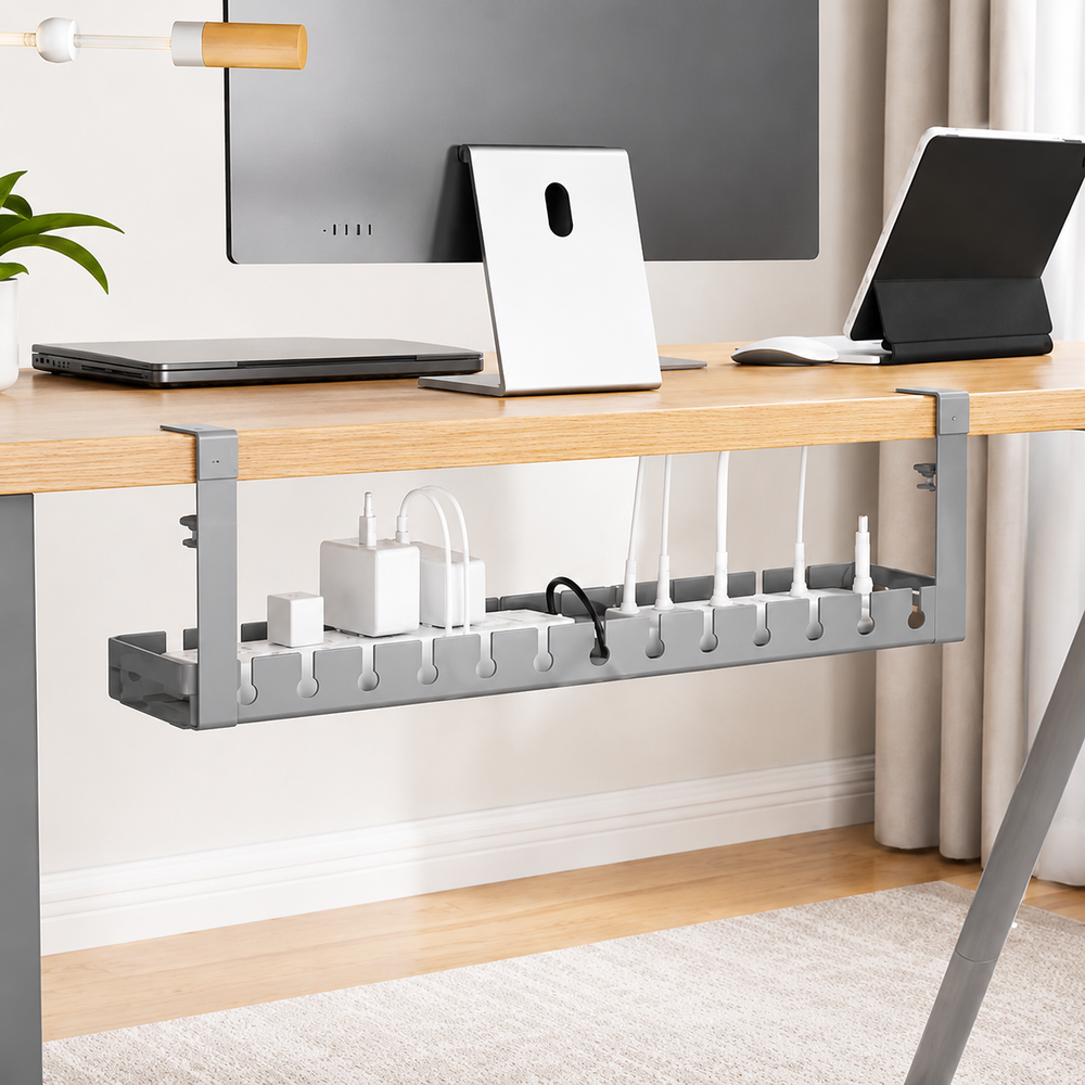 Retractable Under-Desk Cable Organizer Tray 43-74cm - Grey| XLD12 GREY - Computers & Tech - Lebanon