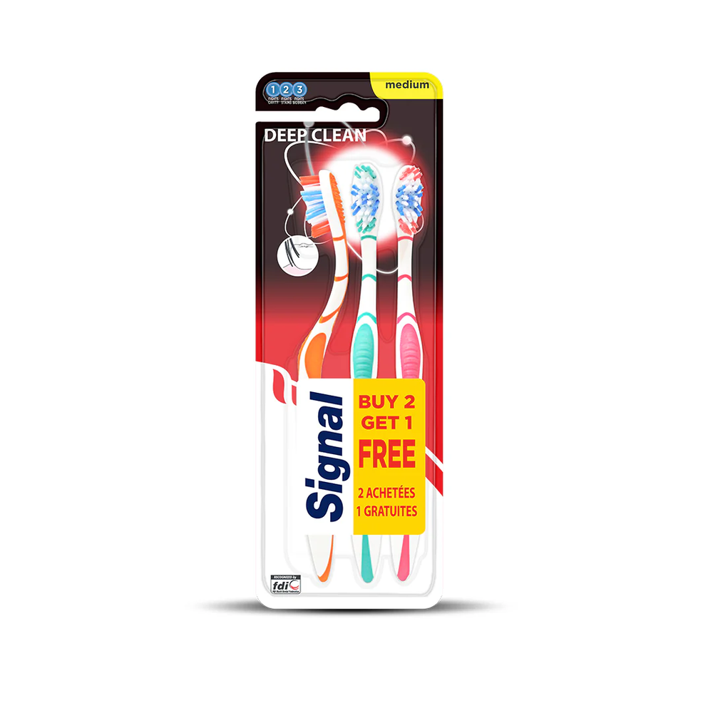 Signal Signal Deep Clean Medium Toothbrush 2+1 Free | 257185 - Beauty & Personal Care - Lebanon