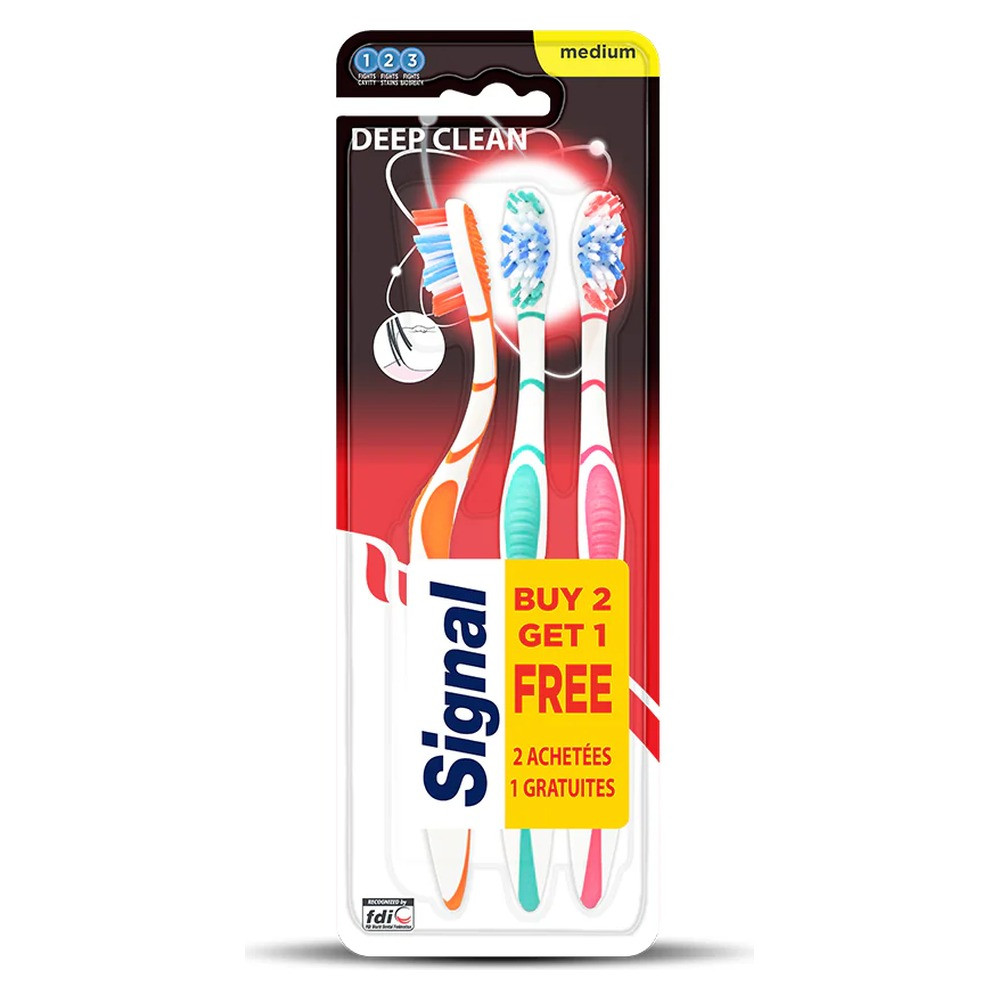 Signal Signal Deep Clean Medium Toothbrush 2+1 Free | 257185 - Beauty & Personal Care - Lebanon