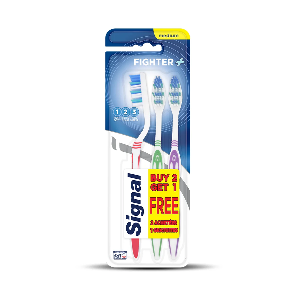 Signal Signal Fighter Medium Toothbrush 2+1 Free | 257187 - Beauty & Personal Care - Lebanon