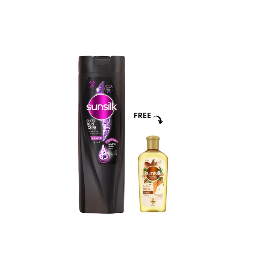 Sunsilk Sunsilk Black Shine Shampoo 350ml + Free Hair Oil 75ml | 281008 - Beauty & Personal Care - Lebanon