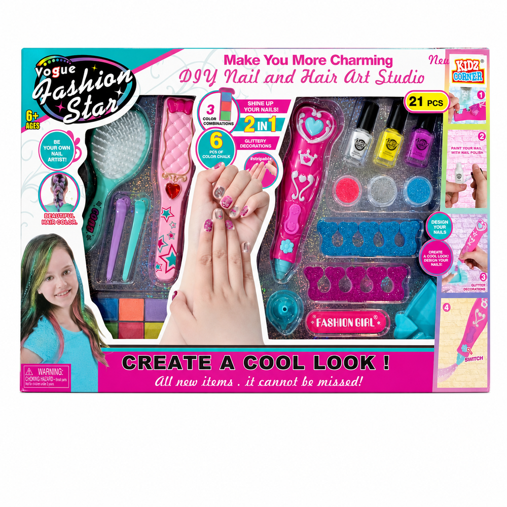 Vogue Fashion Star DIY Nail and Hair Art Studio Set 21 Pieces | 868-130 - Beauty & Personal Care - Lebanon