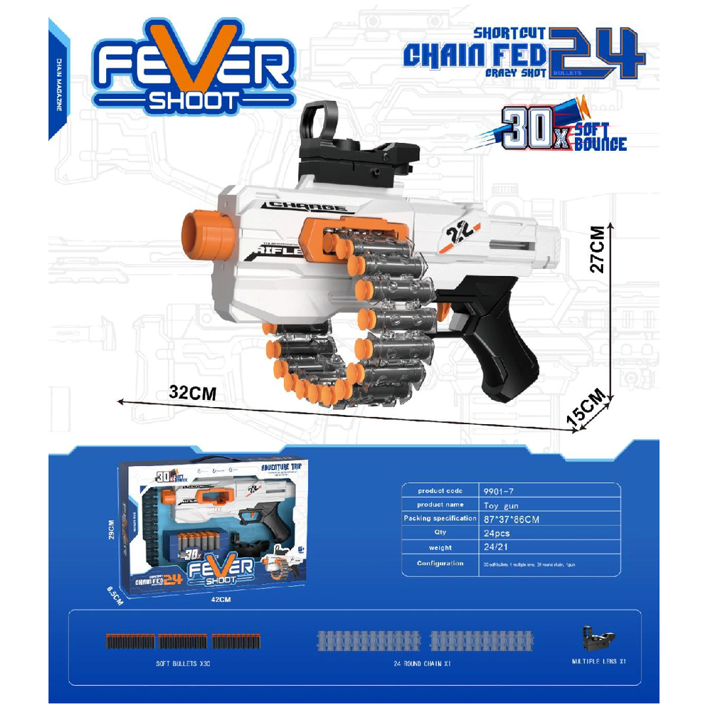 Soft Bullet Shooting Gun with 30 Soft Bullets | 9901-7 - Toys & Games - Lebanon